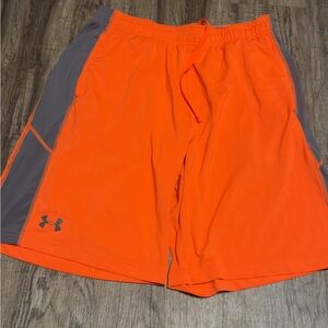 Under Armour Men's Athletic Shorts in Orange and Gray